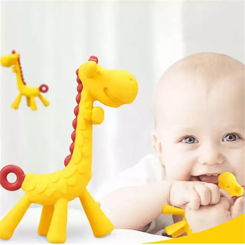 Baby Teether Cartoon Teething Nursing BPA Free Soft Silicone Baby teeth that fawn molar rod giraffe to bite the teether safty